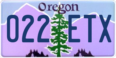 OR license plate 022ETX