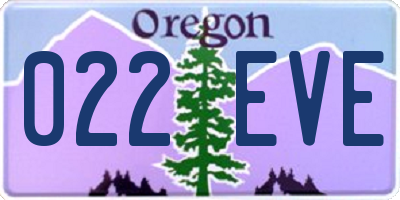 OR license plate 022EVE