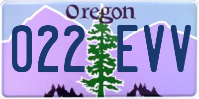 OR license plate 022EVV