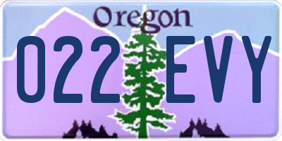 OR license plate 022EVY