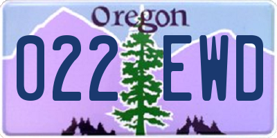 OR license plate 022EWD
