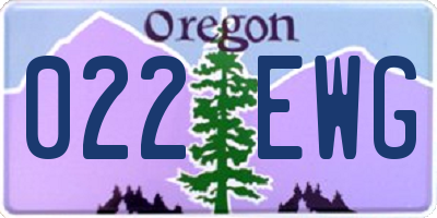 OR license plate 022EWG