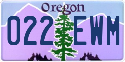 OR license plate 022EWM