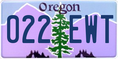 OR license plate 022EWT