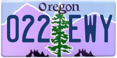 OR license plate 022EWY