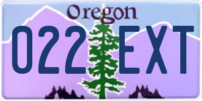 OR license plate 022EXT