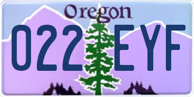 OR license plate 022EYF