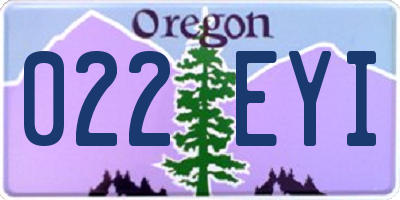OR license plate 022EYI