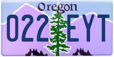 OR license plate 022EYT