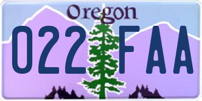 OR license plate 022FAA