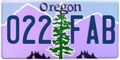 OR license plate 022FAB