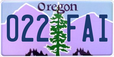 OR license plate 022FAI