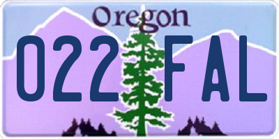 OR license plate 022FAL