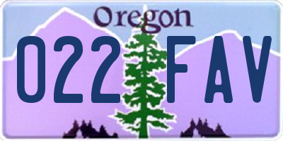 OR license plate 022FAV