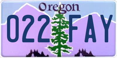 OR license plate 022FAY