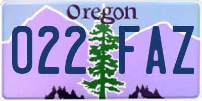 OR license plate 022FAZ