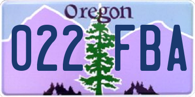 OR license plate 022FBA