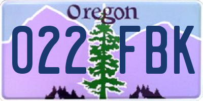 OR license plate 022FBK
