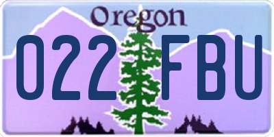 OR license plate 022FBU