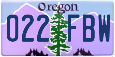OR license plate 022FBW