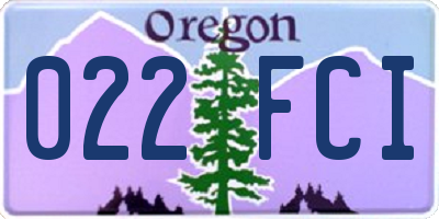 OR license plate 022FCI