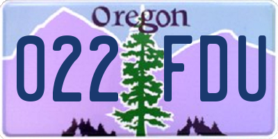 OR license plate 022FDU
