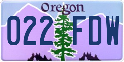 OR license plate 022FDW