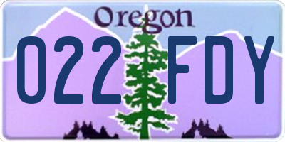 OR license plate 022FDY