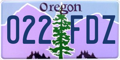 OR license plate 022FDZ