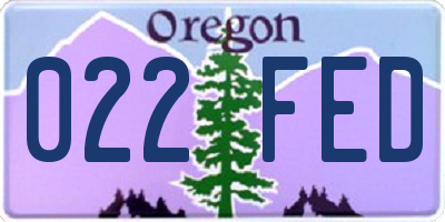 OR license plate 022FED
