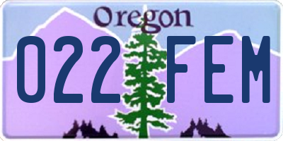 OR license plate 022FEM