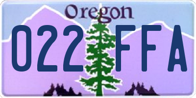 OR license plate 022FFA