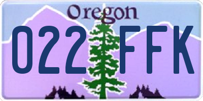 OR license plate 022FFK