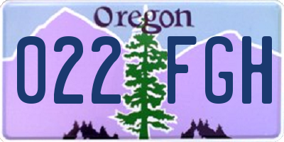 OR license plate 022FGH