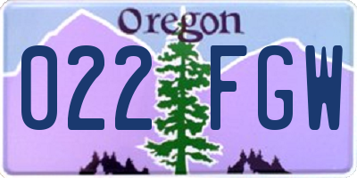 OR license plate 022FGW