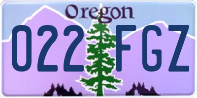 OR license plate 022FGZ