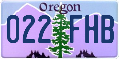 OR license plate 022FHB