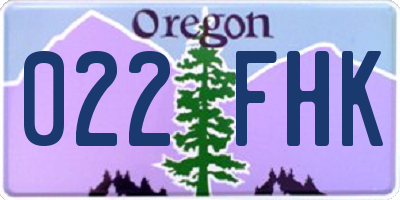 OR license plate 022FHK