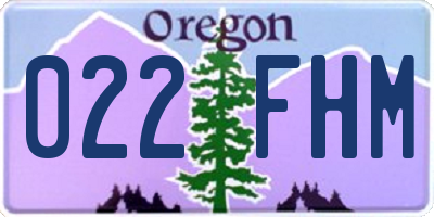 OR license plate 022FHM