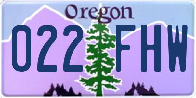 OR license plate 022FHW