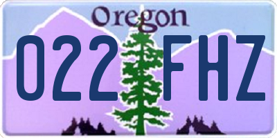 OR license plate 022FHZ