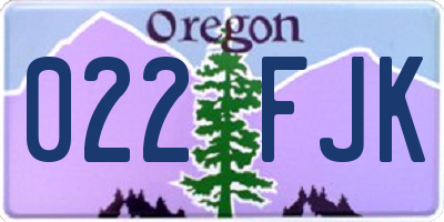 OR license plate 022FJK