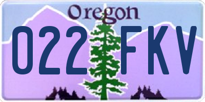 OR license plate 022FKV