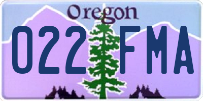 OR license plate 022FMA