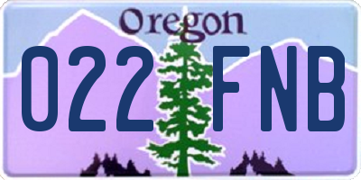 OR license plate 022FNB