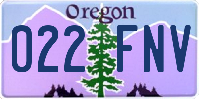 OR license plate 022FNV