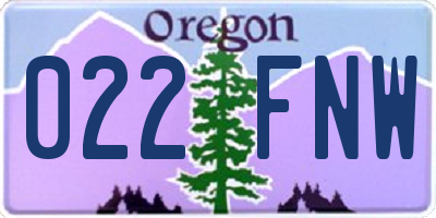 OR license plate 022FNW