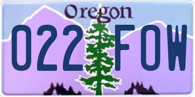 OR license plate 022FOW
