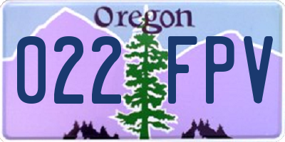 OR license plate 022FPV