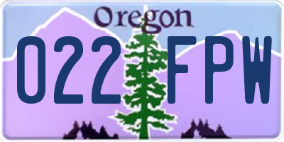 OR license plate 022FPW